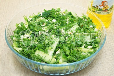 Салат «Малосольные огурчики» с зеленью и чесноком