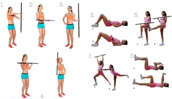 Упражнения с бодибаром для женщин для ягодиц и бедер, позвоночника, рук, спины. Как выполнять
